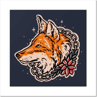 Traditional wolf t-shirt Posters and Art